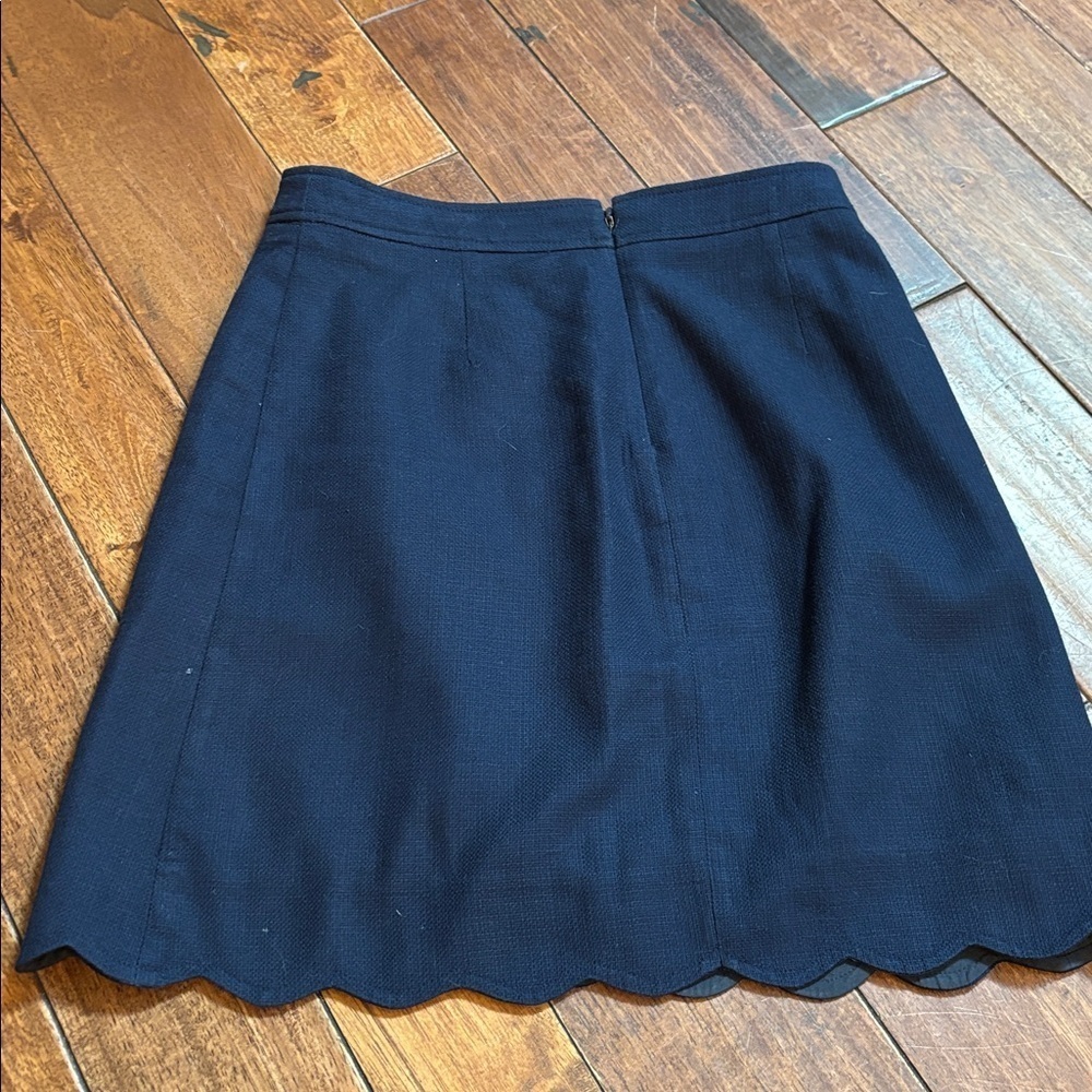 J. Crew Midnight Blue Scalloped A-line mini skirt 00 - Picture 5 of 5